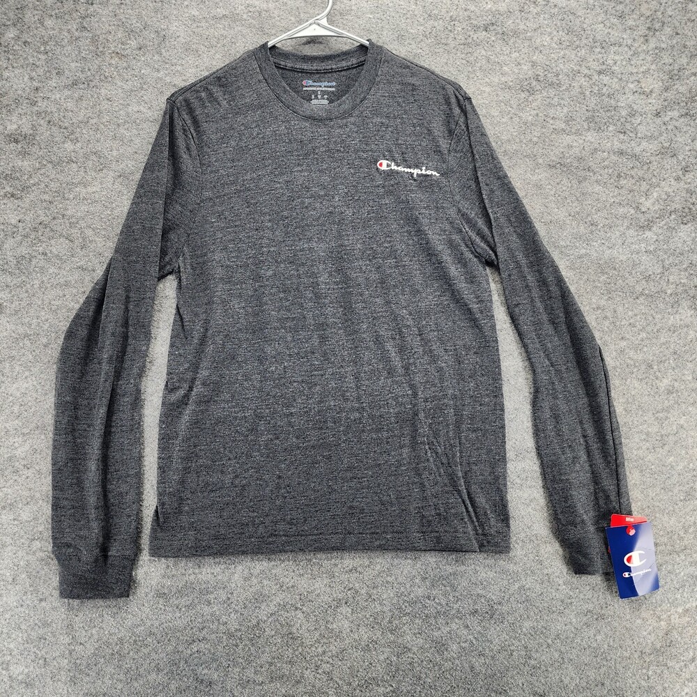 Champion Shirt Mens Small Long Sleeve Gray Slim Fit